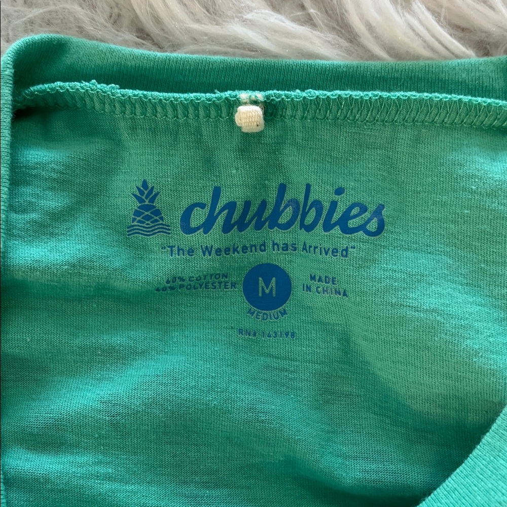 Chubbies T-Shirt Men’s The Soto Light Turquoise Sky’s Out Thighs Out Medium - Picture 4 of 5